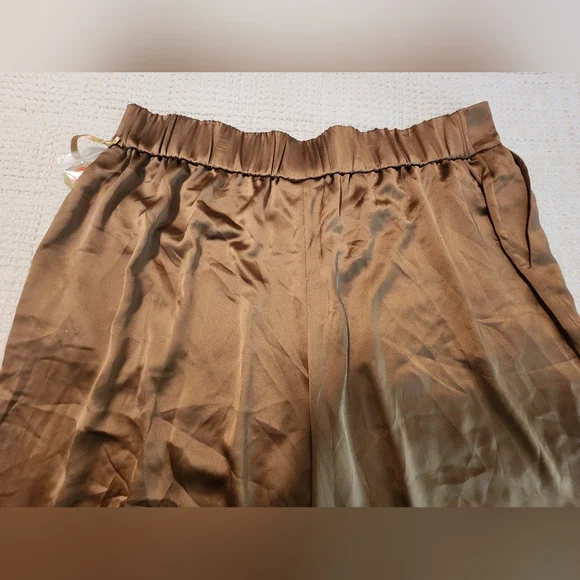 Ryegrass Women's Brown Satin Elastic Waist Joggers Athleisure Cuffed Hem NEW XXL - Picture 9 of 10